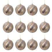 OFFERTA 12 PALLINE DI NATALE D.8CM CON GLITTER ORO CHIARO