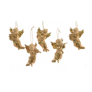 OFFERTA 5 ANGIOLETTI CON GLITTER DA APPENDERE 10CM ORO MODELLO ASSORTITO