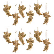 OFFERTA 12 ANGIOLETTI CON GLITTER DA APPENDERE 10CM ORO MODELLO ASSORTITO