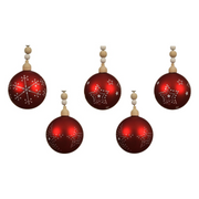 OFFERTA 5 SFERE DECORATIVE IN VETRO D.8CM ROSSO NATALE