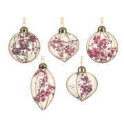 OFFERTA 5 PALLINE IN VETRO D.8 ROSA CON DECORAZIONI MODELLO ASSORTITO