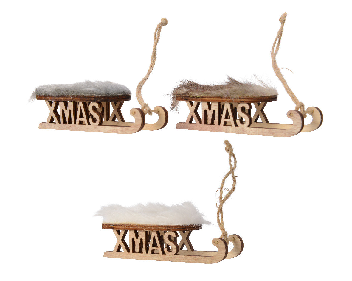1 SLITTA DECORATIVA APPENDIBILE 4X12X3,5CM "XMAS" MODELLO ASSORTITO