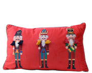 CUSCINO NATALIZIO CON SCHIACCIANOCI, 30X50X5 CM, ROSSO