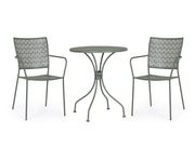 SET TAVOLO DA GIARDINO LIZETTE D.60 + 2 SEDIE LIZETTE CON BRACCIOLI VERDE SCURO