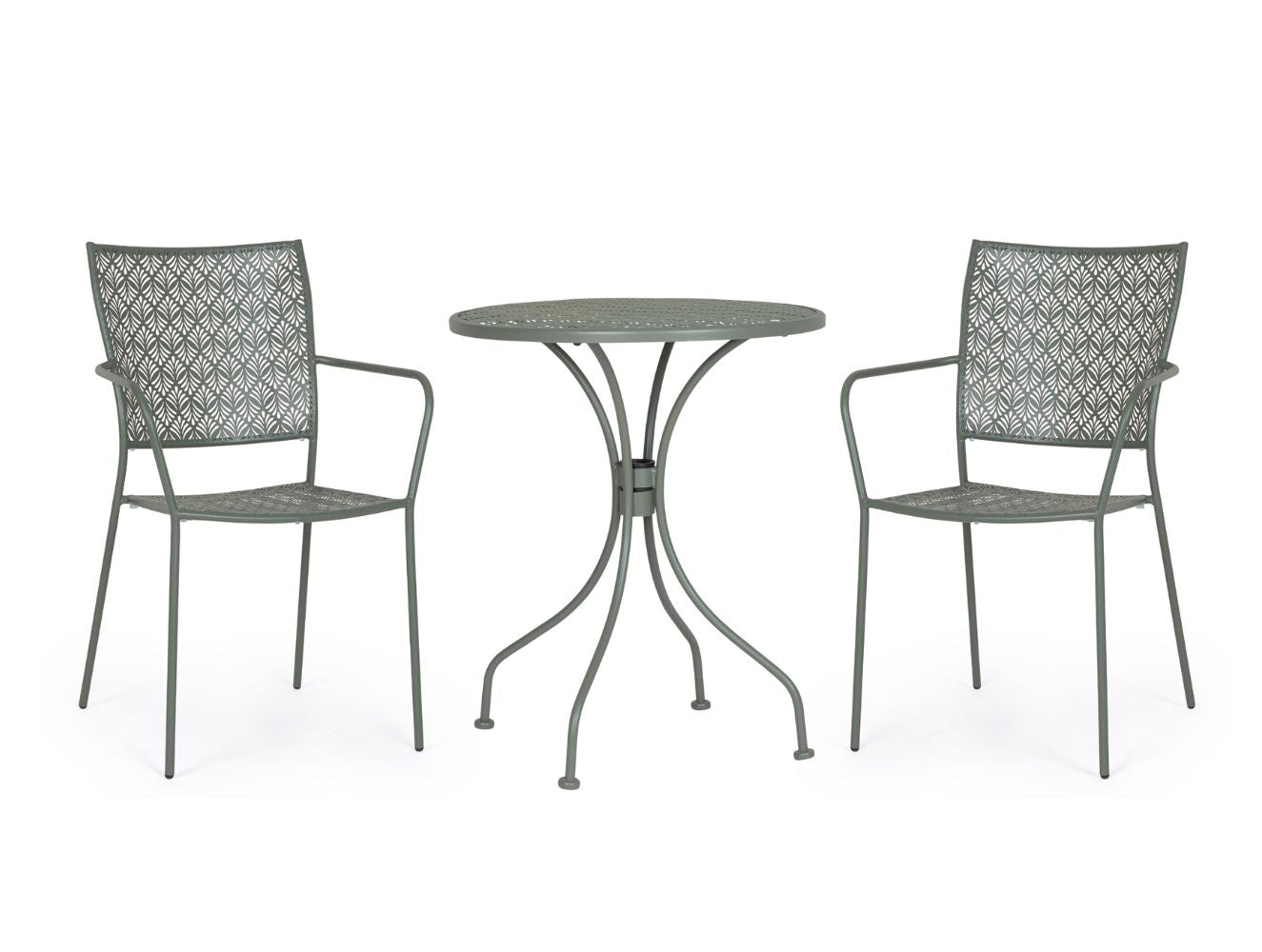 SET TAVOLO DA GIARDINO LIZETTE D.60 + 2 SEDIE LIZETTE CON BRACCIOLI VERDE SCURO