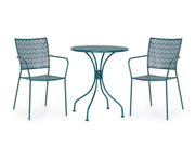 SET TAVOLO DA GIARDINO LIZETTE D.60 + 2 SEDIE LIZETTE CON BRACCIOLI BLU OCEANO