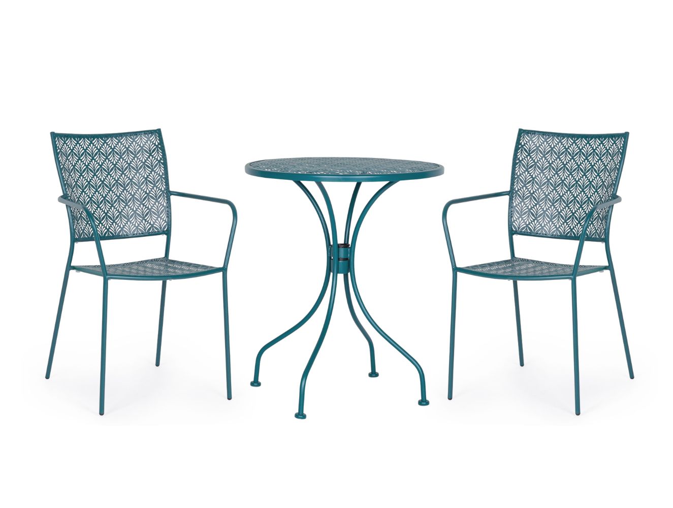 SET TAVOLO DA GIARDINO LIZETTE D.60 + 2 SEDIE LIZETTE CON BRACCIOLI BLU OCEANO
