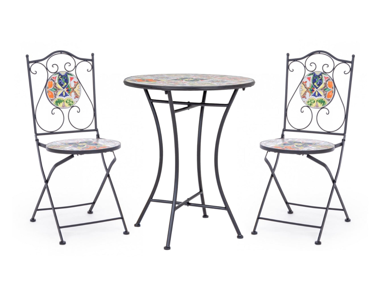 SET TAVOLO DA GIARDINO PALOMA D.60CM + 2 SEDIE PIEGHEVOLI PALOMA