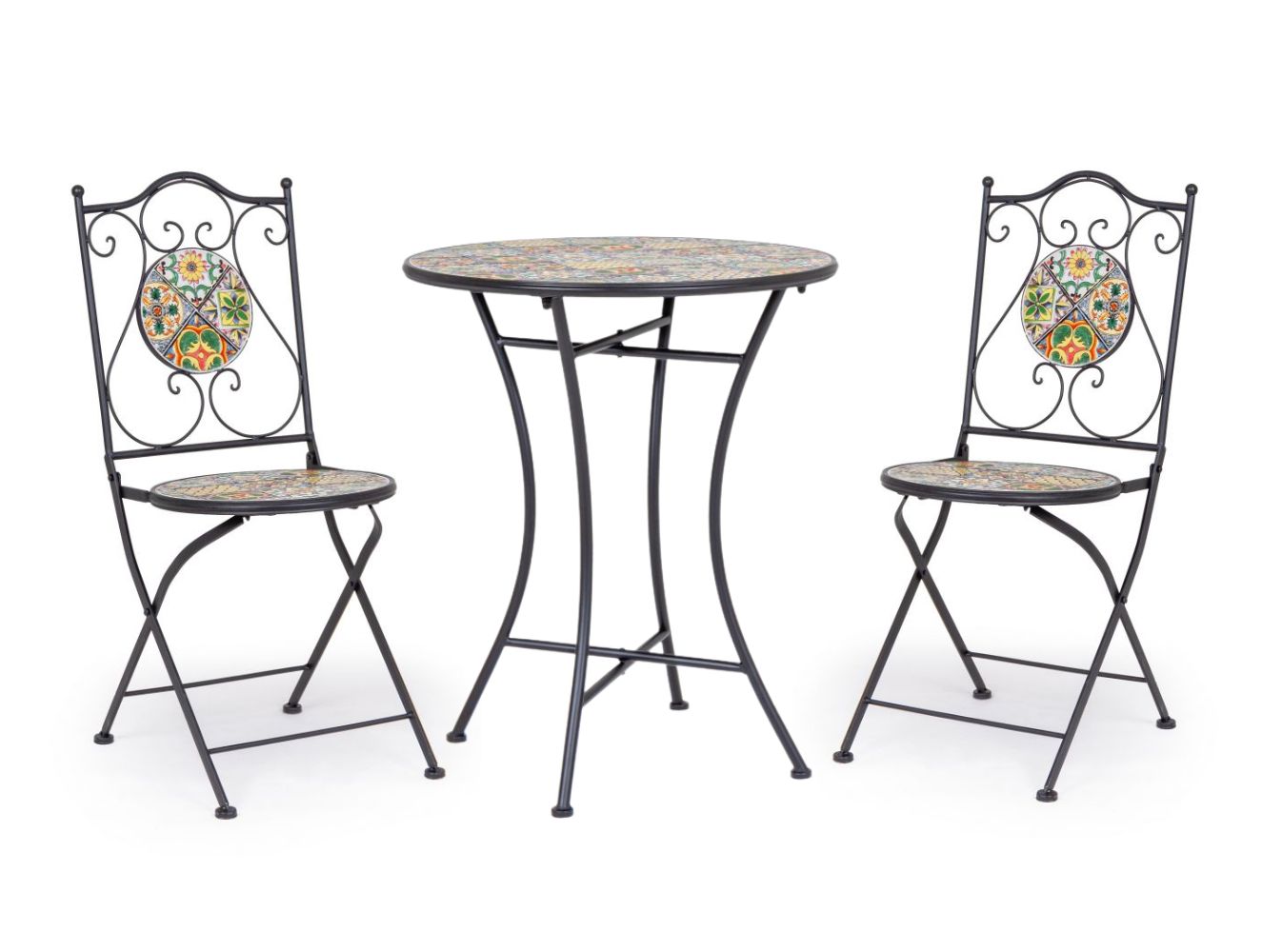 SET TAVOLO DA GIARDINO NAXOS D.60CM + 2 SEDIE PIEGHEVOLI NAXOS