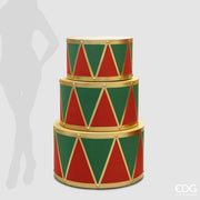 TAVOLO TAMBURO H40CM D70CM ROSSO VERDE ORO