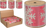 Nastro Natalizio Fiocco di Neve 457x10cm - Rosso Assortito
