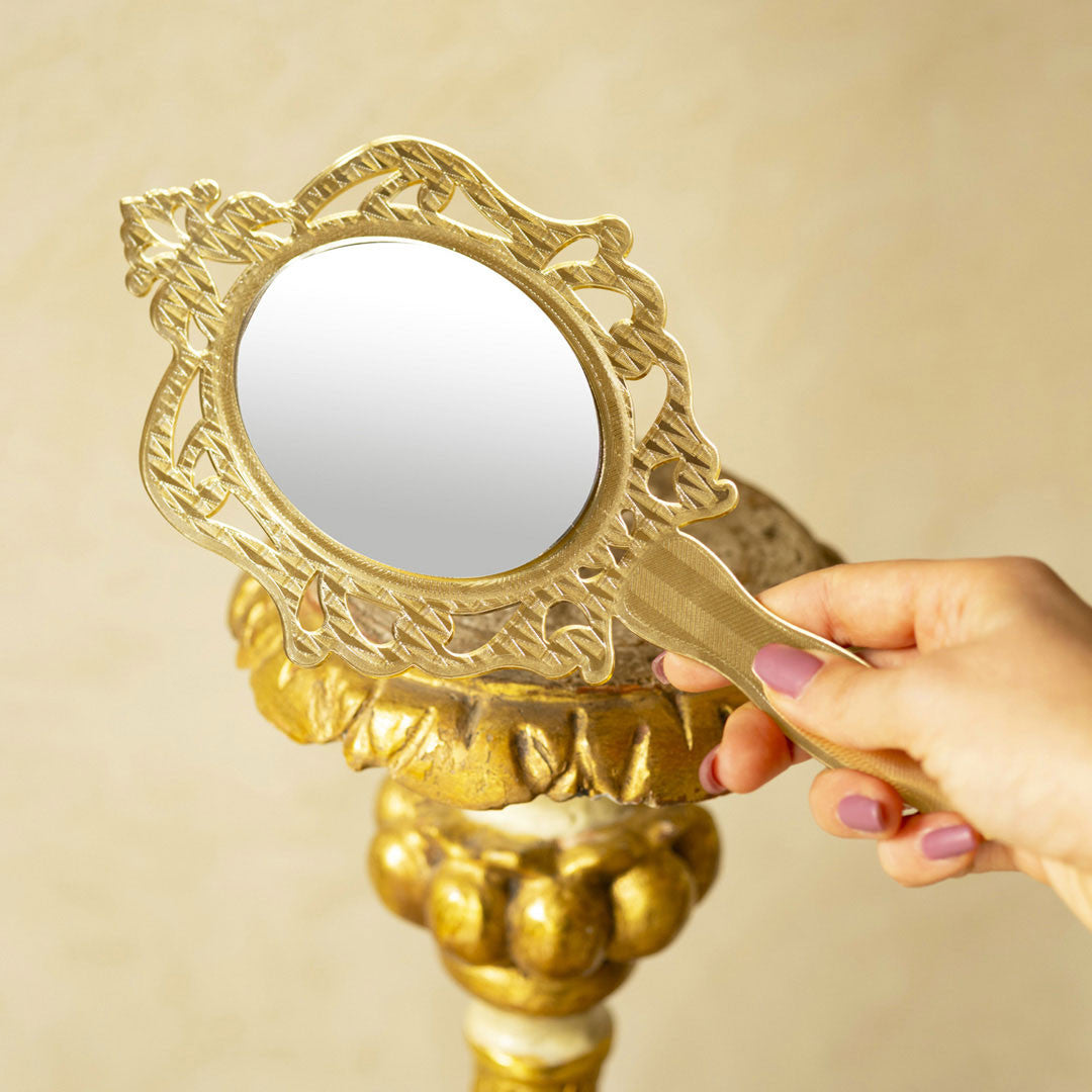 Specchio da Mano Madame Piccolo 13,5x25 cm Oro Vesta - immagine 3