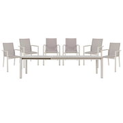 OFFERTA TAVOLO KONNOR ALLUNGABILE 200/300X110CM TORTORA +6 POLTRONE TORTORA