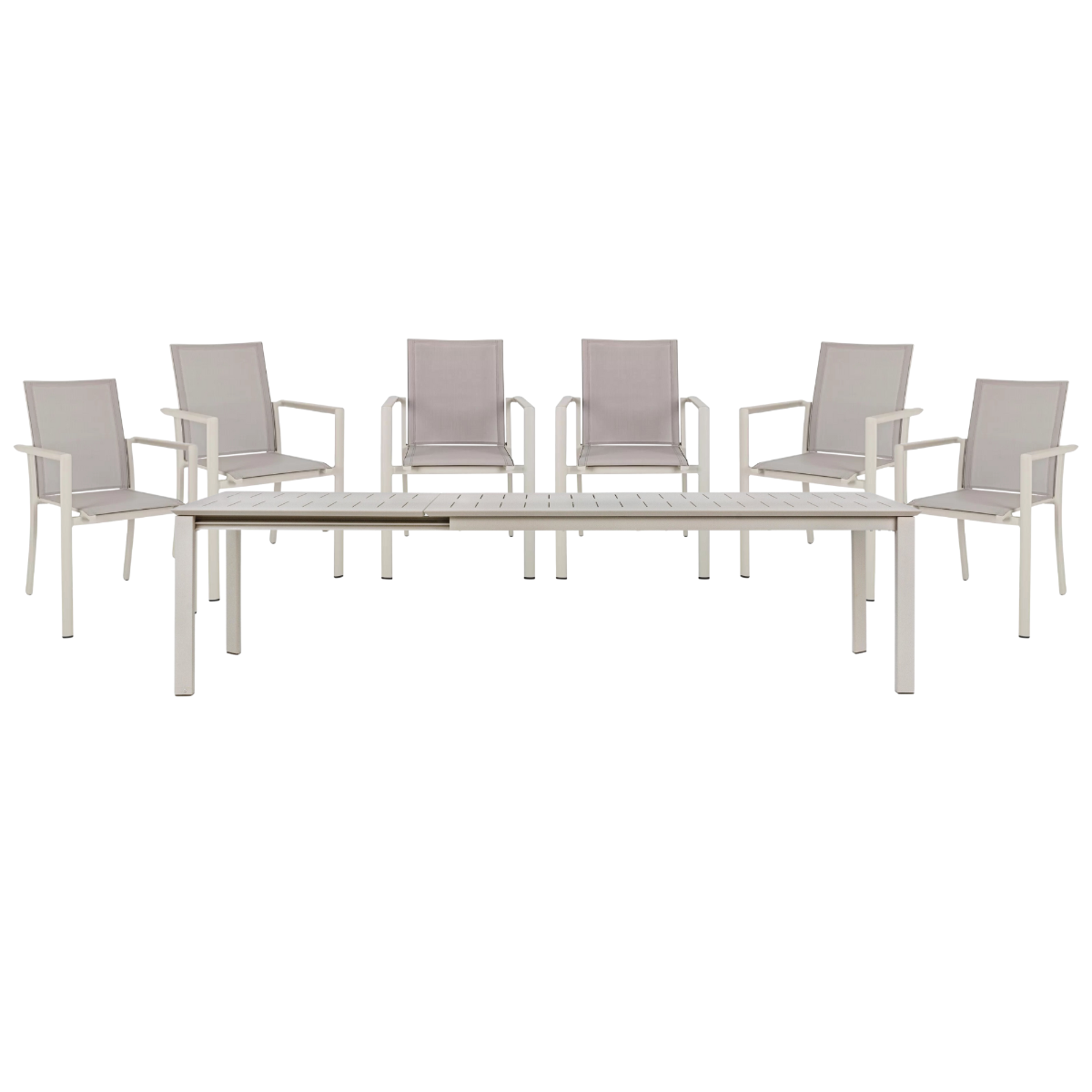OFFERTA TAVOLO KONNOR ALLUNGABILE 200/300X110CM TORTORA +6 POLTRONE TORTORA