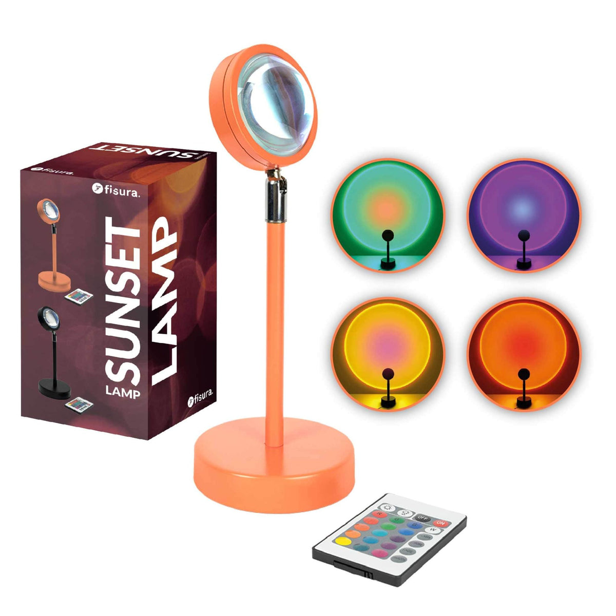 Fisura Lampada da Tavolo "Tramonto" Proiettore LED, 26,5 cm, Arancione