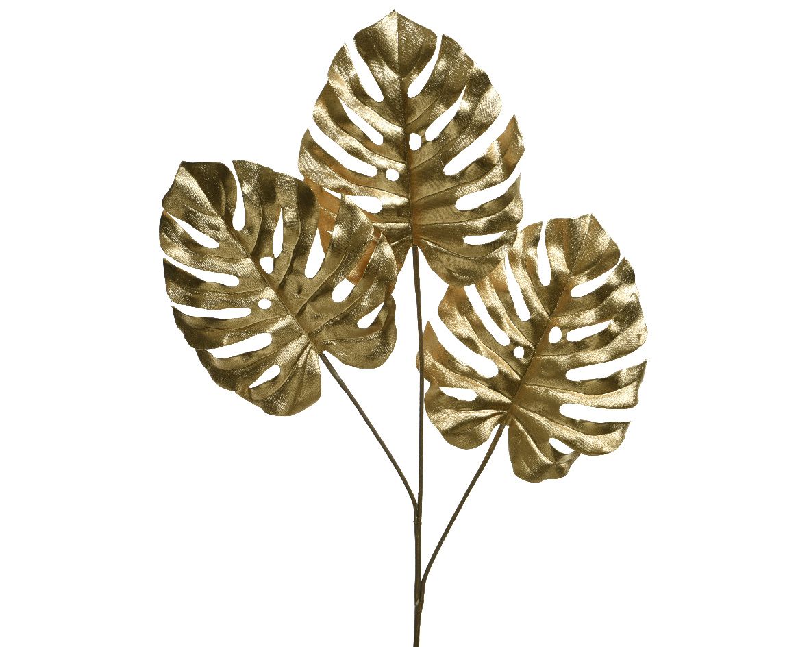 RAMO DECORATIVO FOGLIE MONSTERA 50X2.5X74 CM ORO