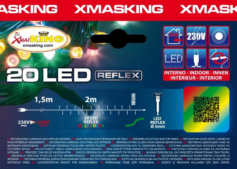 LUCI DI NATALE 20 LED REFLEX MULTICOLOR 1,5+2M