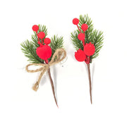 Pick con bacche floccate rosse H15 cm modello assortito Mercury