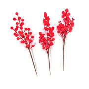 Pick con bacche floccate rosse H34 cm modello assortito Mercury