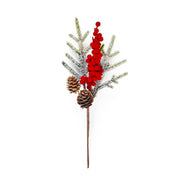 Pick Prima Neve con bacche floccate rosse H26 cm Mercury