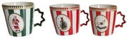 Tazza rigata con manico ad albero di Natale D9 x H9,5 cm modello assortito Mercury