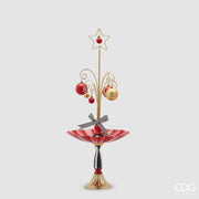 Alzata decorativa Natale H76 Oro Rosso EDG