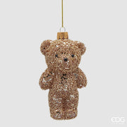 Addobbo Orso da Appendere 14cm Marrone Glitter EDG