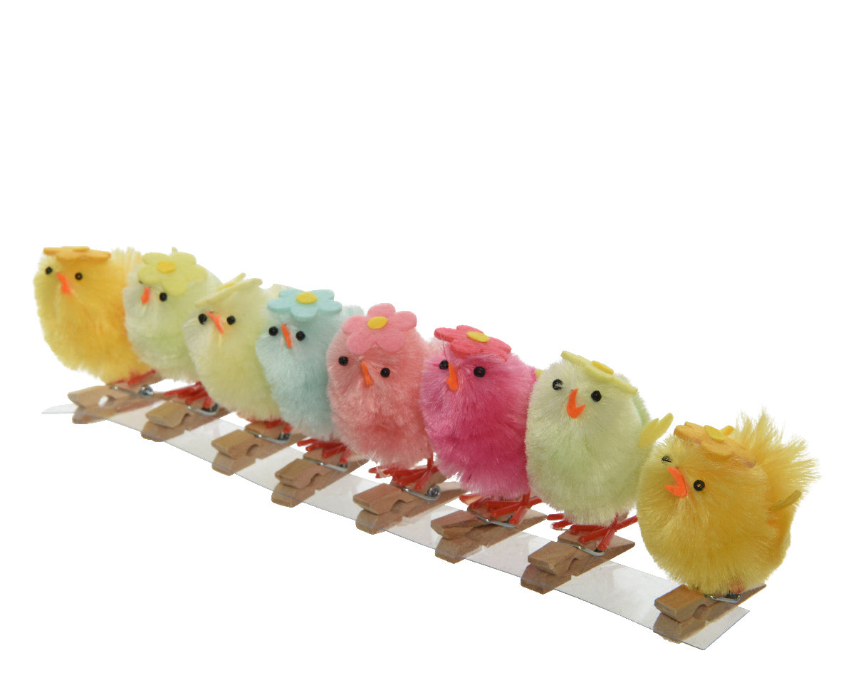 8 MOLLETTE CLIP CON PULCINI COLORATI