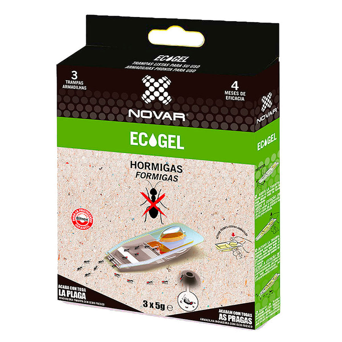 SET 3 TRAPPOLE PER FORMICHE ECOGEL CON ESCA INNOVATIVA 3x5g
