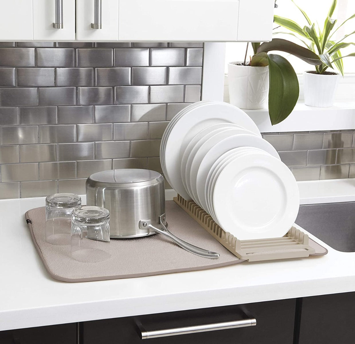 TAPPETO PIEGHEVOLE ASSORBENTE CON SCOLAPIATTI DRY BEIGE