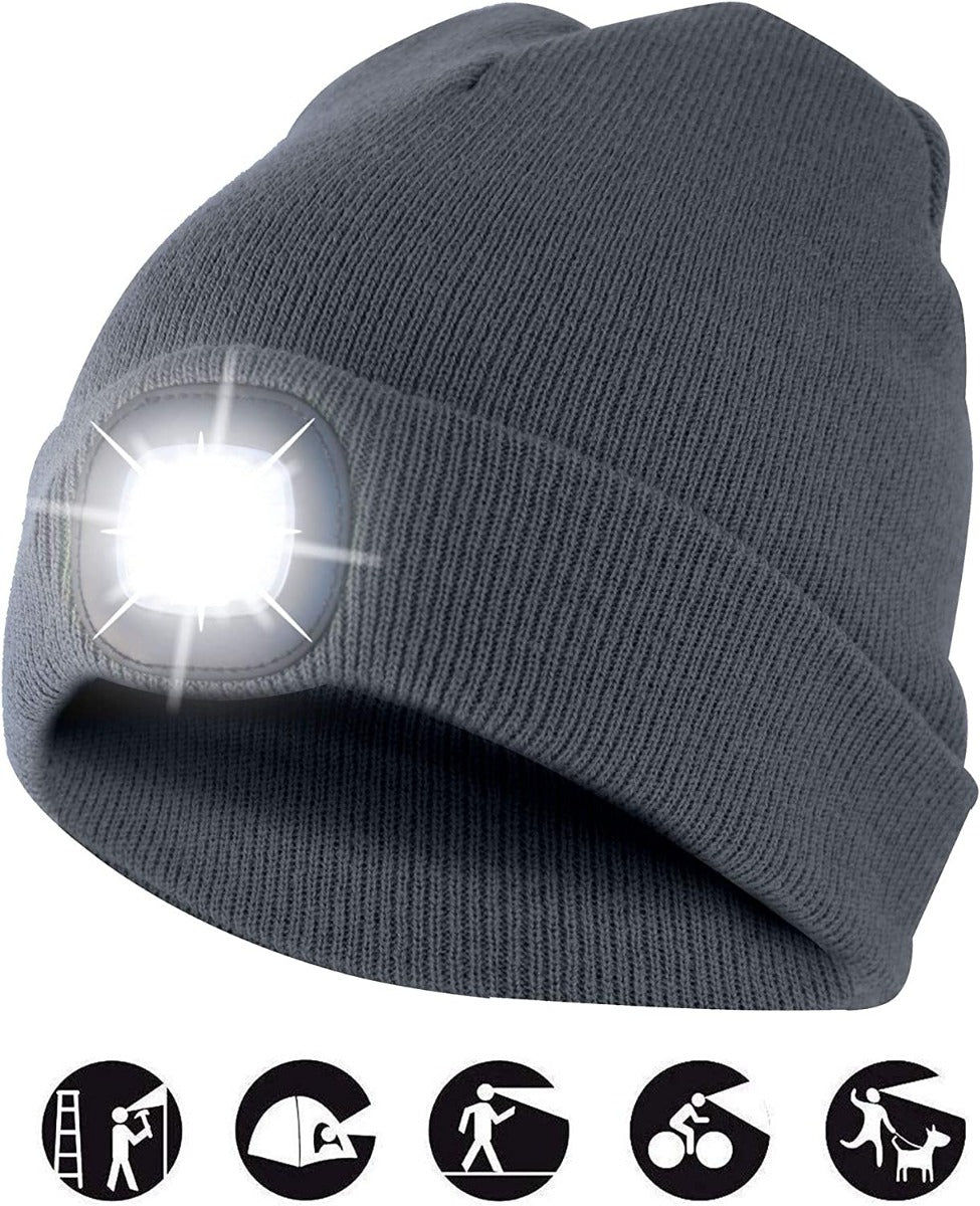 CAPPELLO IN STOFFA CON LUCE LED GRIGIO SCURO TAGLIA UNICA
