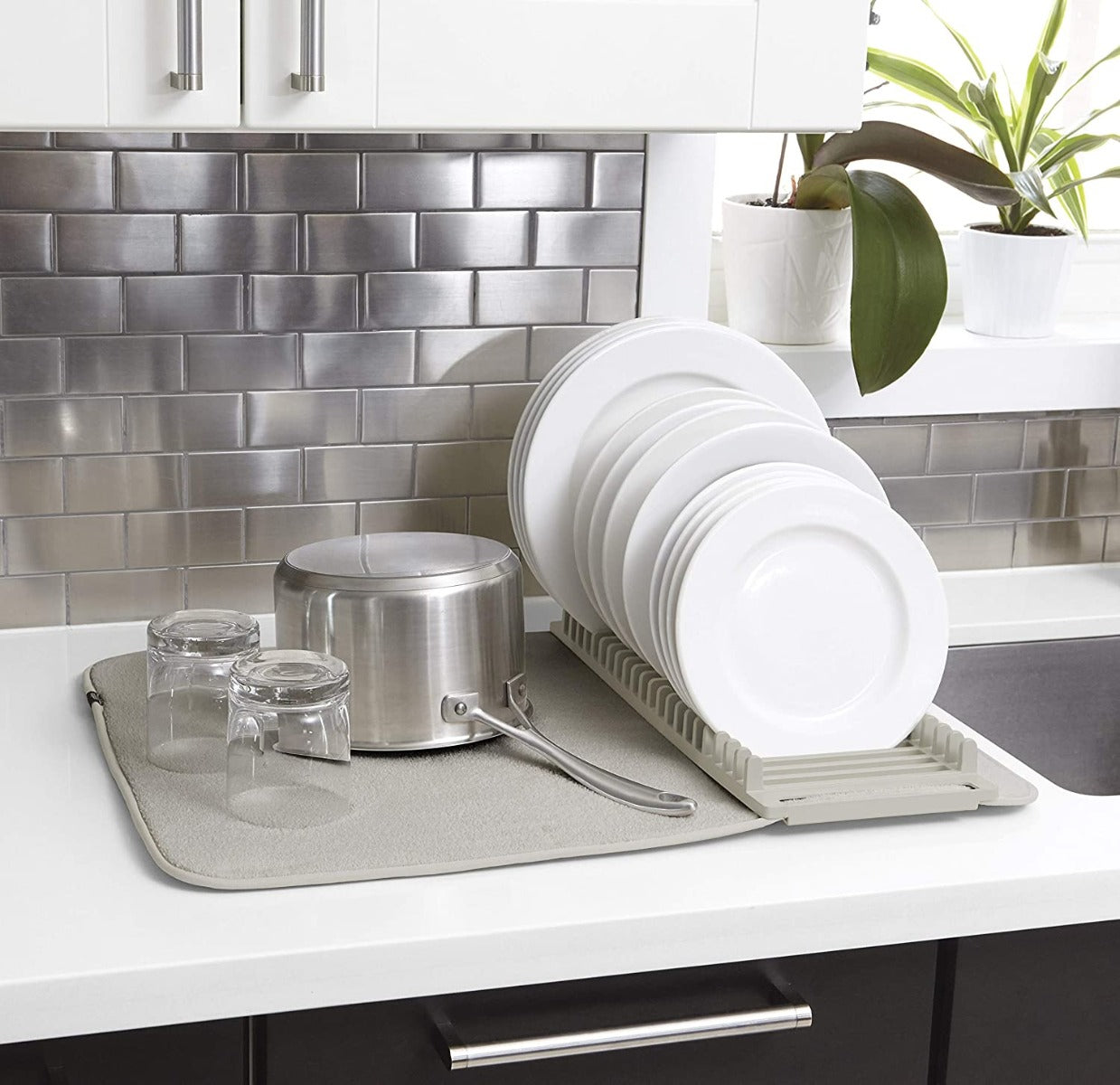 TAPPETO PIEGHEVOLE ASSORBENTE CON SCOLAPIATTI DRY GREY