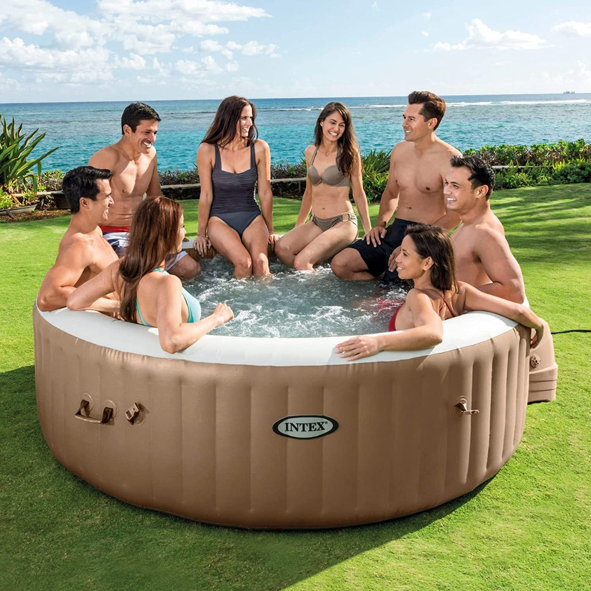 PISCINA IDROMASSAGGIO PURE SAHARA SPA GONFIABILE BEIGE 236X71CM 8 POSTI