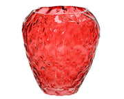 VASO IN VETRO D19CM A FORMA DI FRAGOLA ROSSA