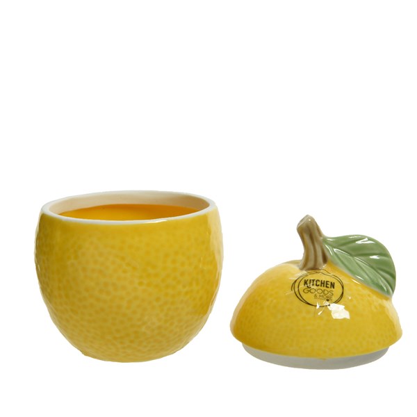 CONTENITORE DA CUCINA IN CERAMICA FORMA DI LIMONE 9X12,5CM