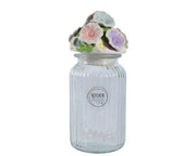 BARATTOLO IN VETRO CON TAPPO FIORI D11 X H27 CM