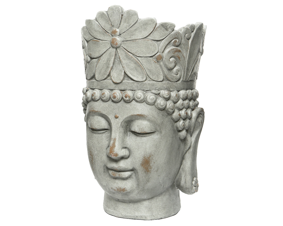 FIORIERA A FORMA DI BUDDHA GRIGIO 29X33X50H CM