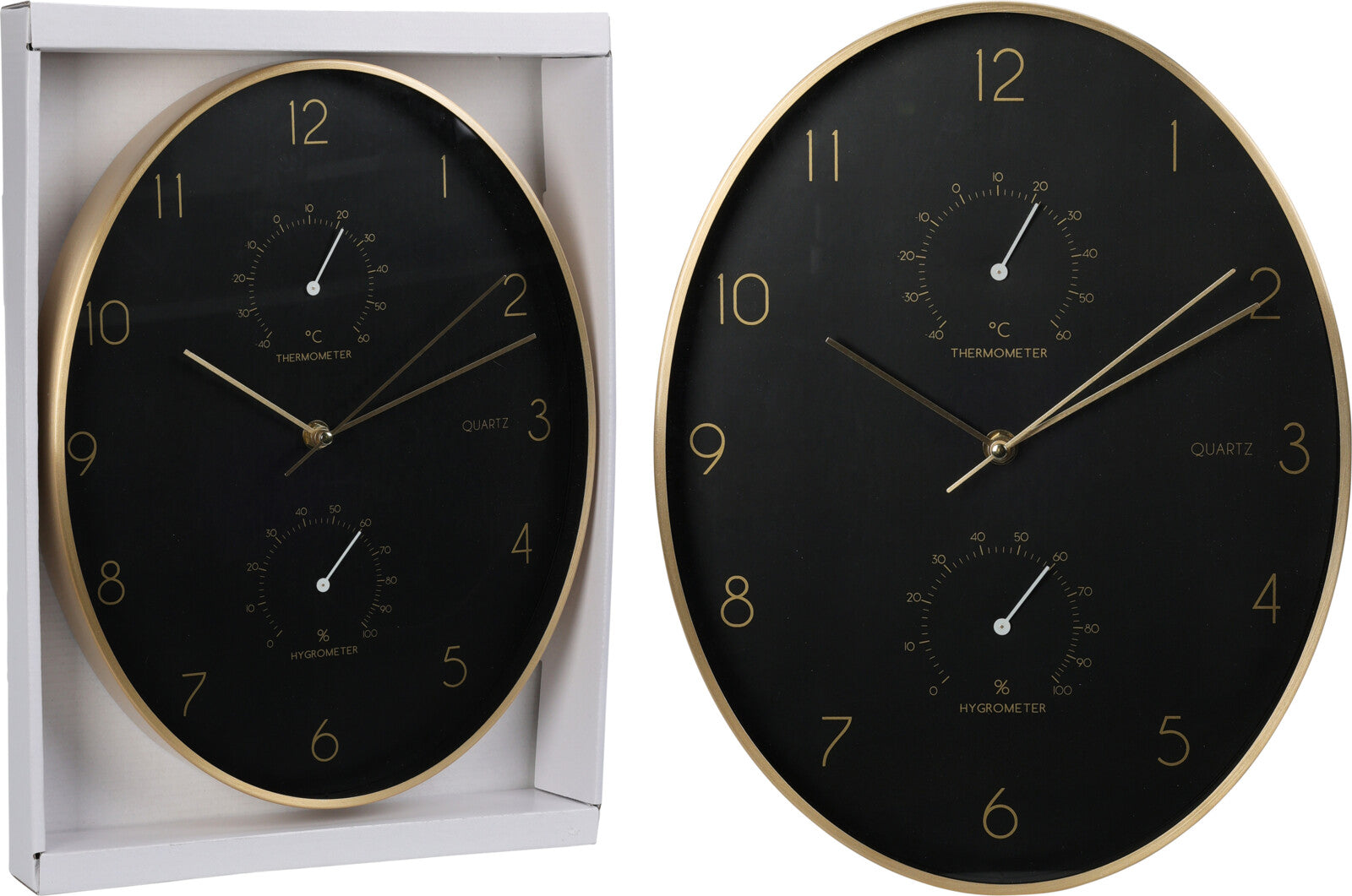OROLOGIO DA PARETE IN ALLUMINIO MISURA 34X27CM NERO E ORO