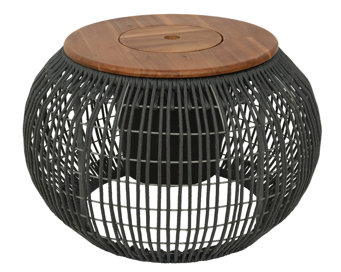 TAVOLINO CON CONTENITORE 58X37CM GRIGIO