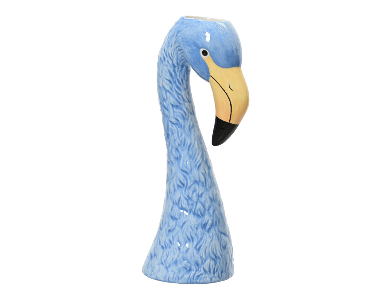 VASO A FORMA DI FENICOTTERO 14,5X11,5X35,5H CM BLU