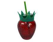 BICCHIERE IN VETRO A FORMA DI FRAGOLA CON CANNUCCIA
