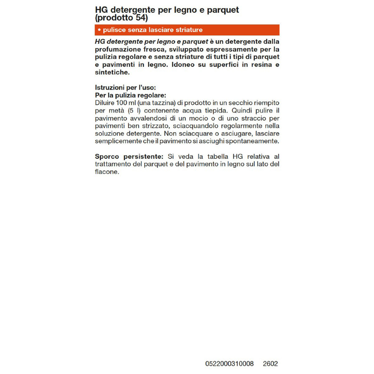 DETERGENTE PER PARQUET 1 L