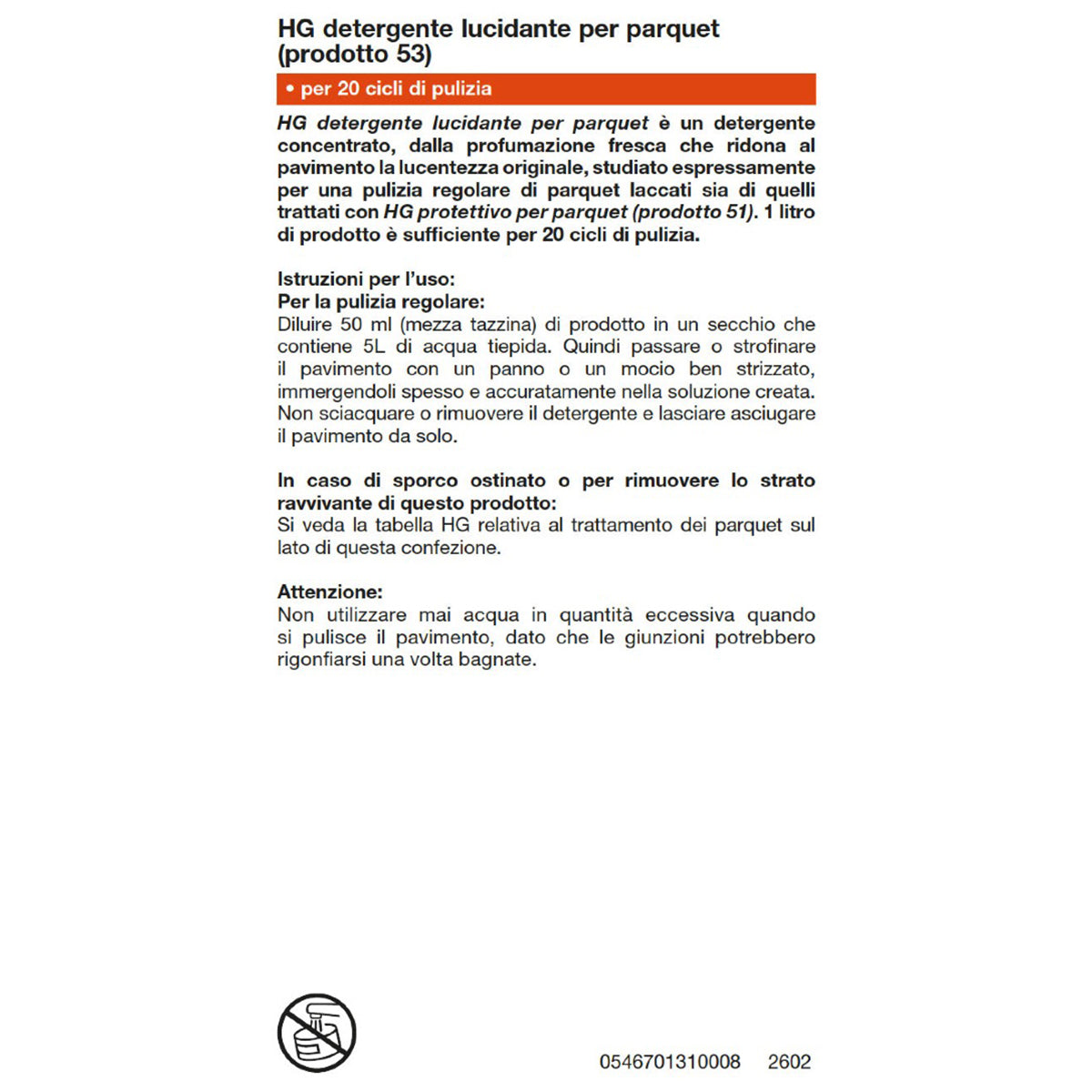 HG DETERGENTE BRILLANTE PER PARQUET 1 L
