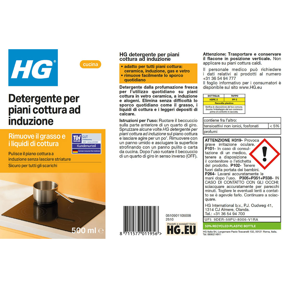 HG DETERGENTE PER PULIZIA GIORNALIERA DI PIANI COTTURA IN VETRO