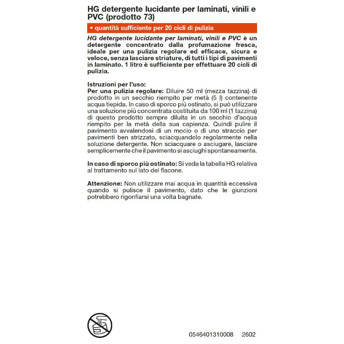 HG DETERGENTE BRILLANTE PER LAMINATO 1 L