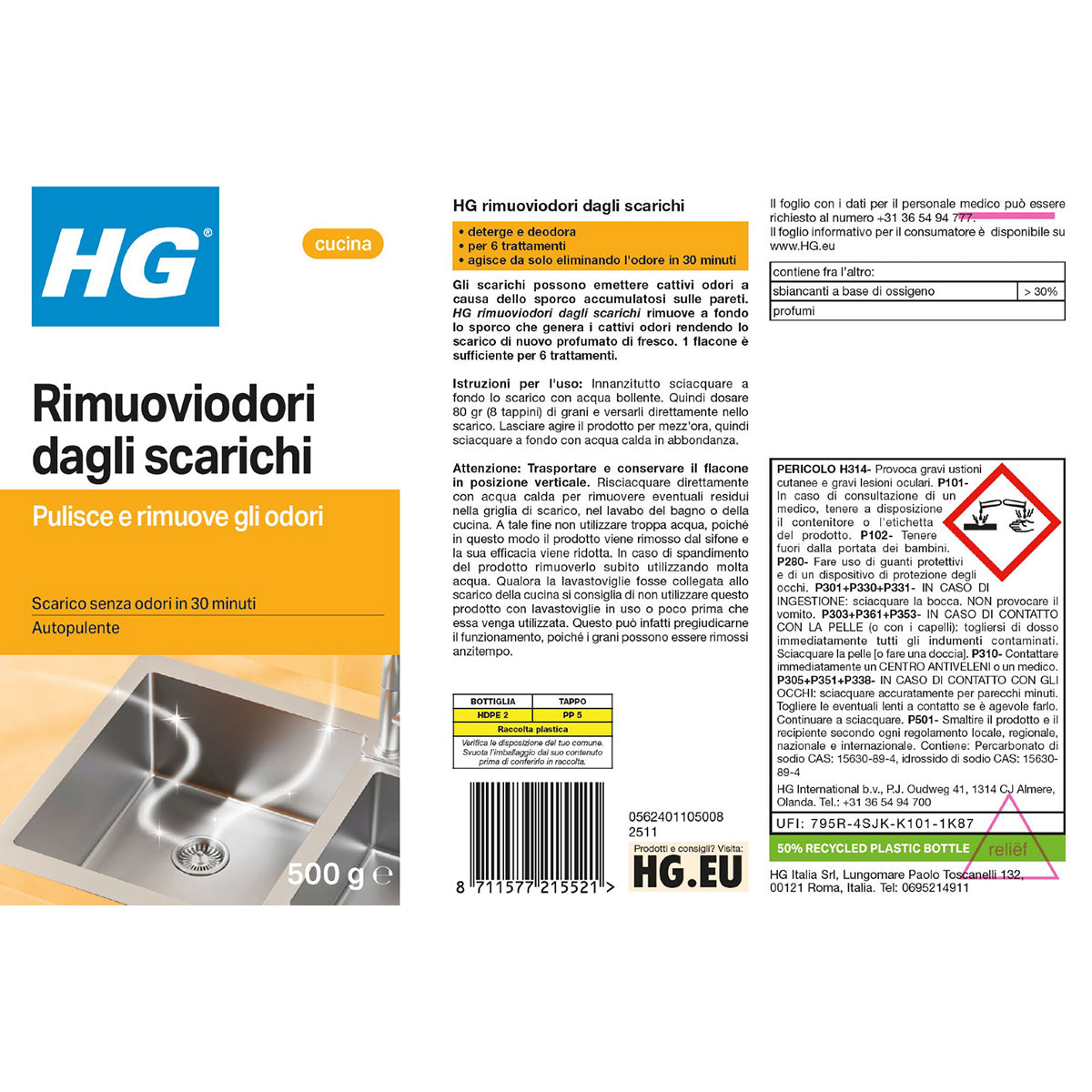 Geruchsentferner für Abflüsse 500 g