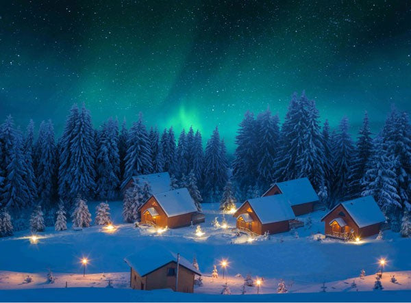 SFONDO POSTER AURORA BOREALE  CON FIBRE OTTICHE 76X56CM