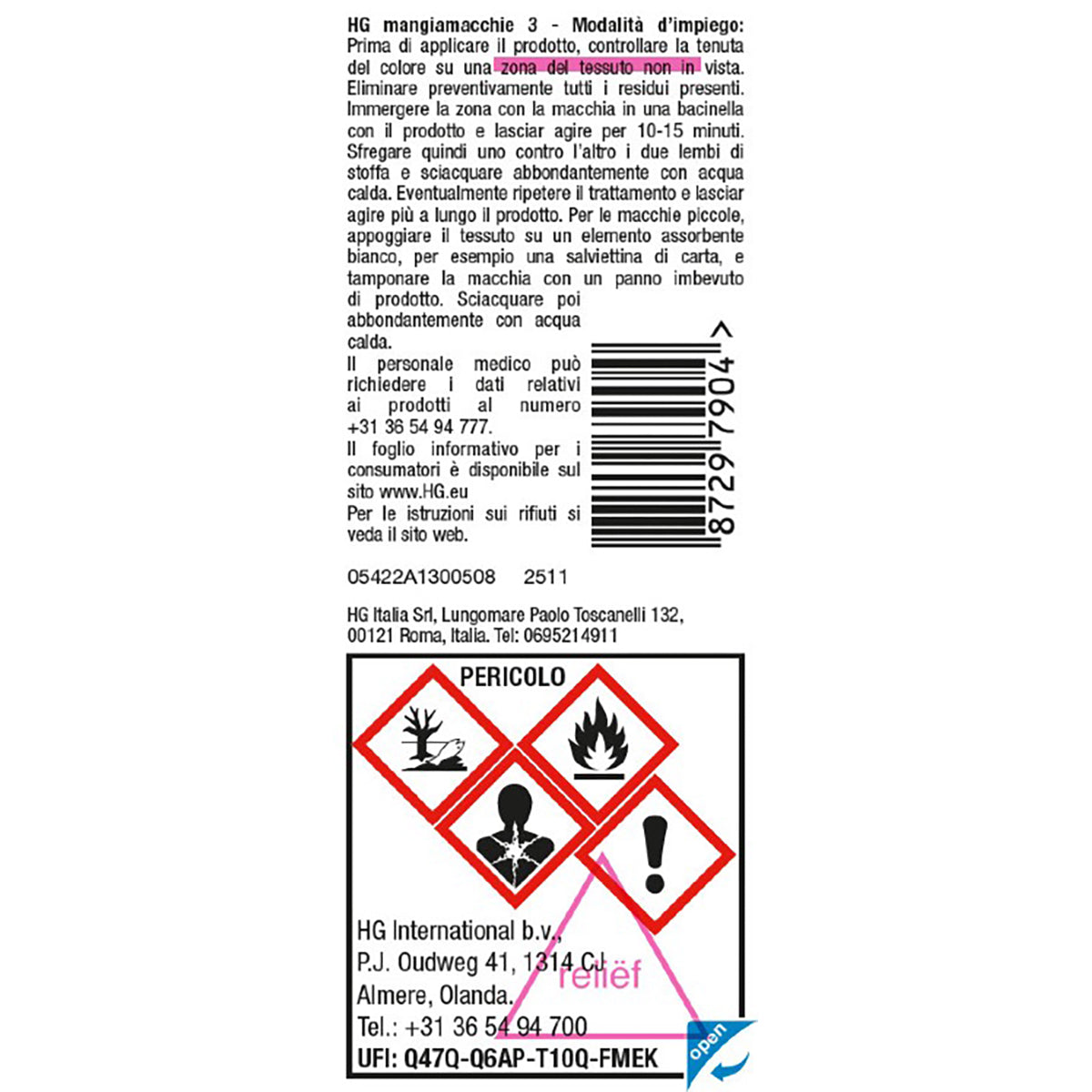 HG Mangiamacchie n. 3 Rimuovi macchie di cera resina e catrame 50ml