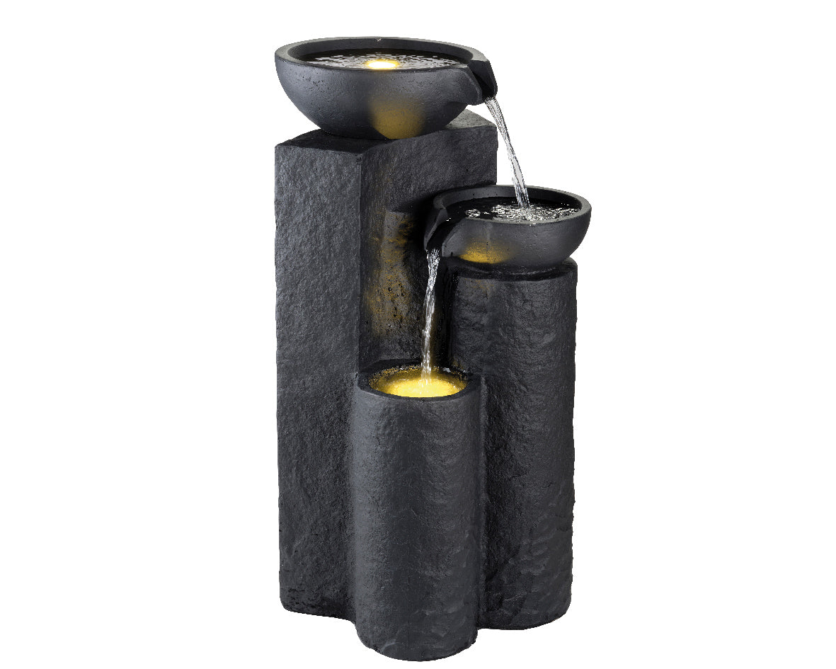 FONTANA COLONNE NERE CON LUCI LED 45X52XH93CM