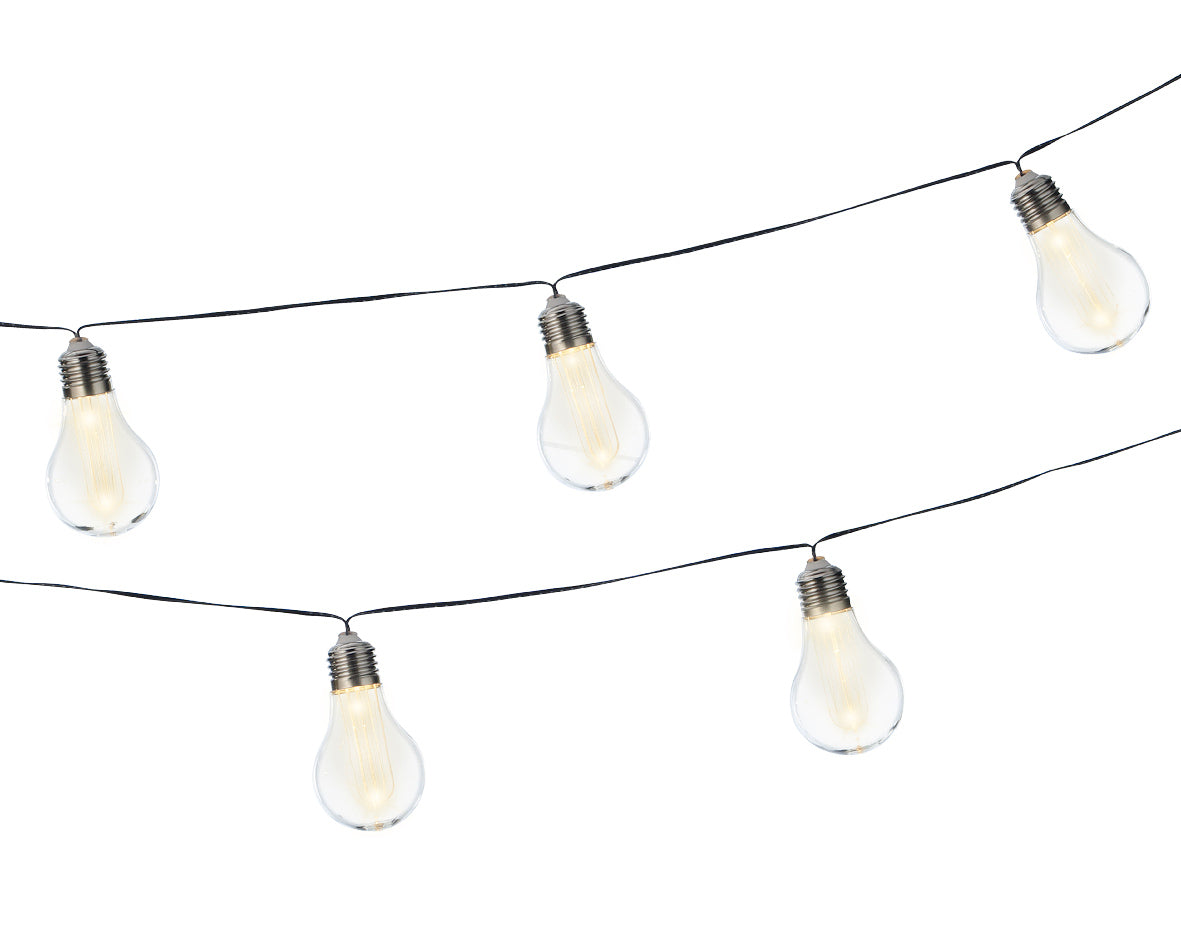 CATENA SOLARE LUMINOSA CON LAMPADINE TRASPARENTI 4.5 METRI